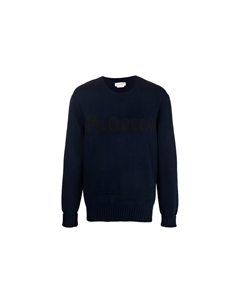 Свитер с логотипом Graffiti в технике интарсия, синий Alexander mcqueen