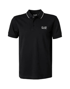 Поло с коротким рукавом с принтом логотипа ea7, черный Emporio armani