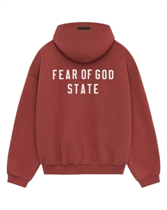 Толстая флисовая худи на молнии, малиновый Fear of god essentials