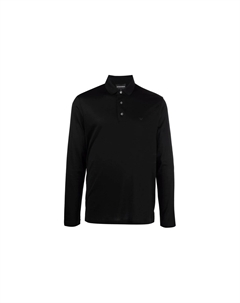 Поло с длинным рукавом и принтом логотипа, черный Emporio armani