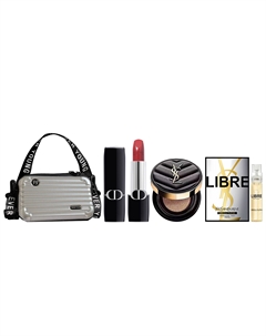 Набор для макияжа из трех предметов: помада, аир-кашон и духи, велюр, шиммер, сатин, натуральный оттенок, подарок для девушки Dior