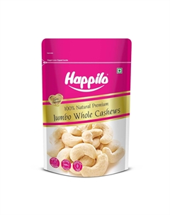 Кешью Джамбо (200 г), 100% Natural Premium Jumbo Whole Cashews, произв. Happilo