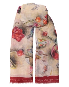 Шаль Новогодние игрушки из кашемира и шерсти Gourji