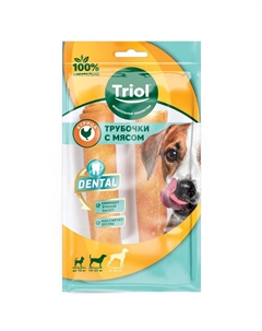 Лакомство Dental Трубочки жевательные с мясом курицы для собак, 2 шт., 70-80 гр. Триол