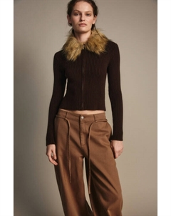 Кардиган на молнии с меховым воротником Befree