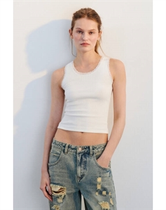 Майка в рубчик с кружевом Befree