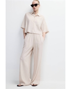 Брюки широкие из вискозы и льна Befree