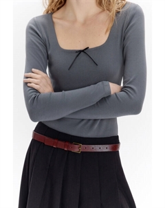 Боди-лонгслив с вырезом-каре и бантиком Befree