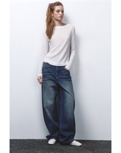 Джинсы широкие плотные с высокой посадкой Befree