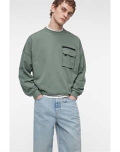 Свитшот хлопковый с накладным карманом на груди Befree