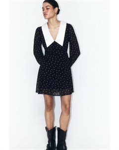 Платье мини шифоновое с воротничком и принтом Befree