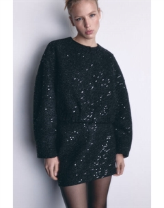 Жакет-бомбер oversize твидовый с пайетками Befree