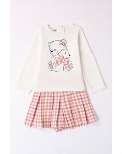 Комплект хлопковый из лонгслива и юбки с принтом Ido