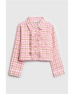 Рубашка хлопковая в клетку с рюшами Ido