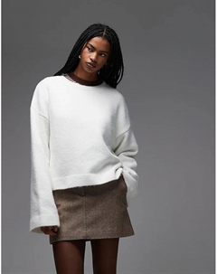 Супермягкий вязаный джемпер с широкими рукавами из шерсти цвета экрю Asos design