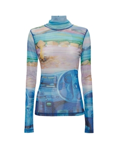 Футболка с принтом и воротником-стойкой, синий/мультиколор Jw anderson