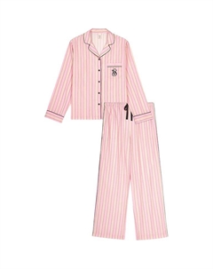 Пижамный комплект плотная текстура легкий драпированный женский orange pink stripes Victoria's secret