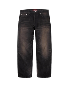 Потертые джинсы свободного кроя с кромкой Selvedge, черный Supreme