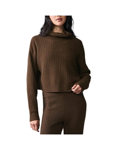 Кашемировый плюшевый вафельный водолазный пуловер кашемировый свитер women's, Coffee/Espresso Alo yoga