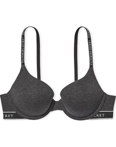 Бюстгальтер Push-Up Perfect Shape Ribbed Cotton/Grey Bra Women's Dark Gray Victoria's secret
