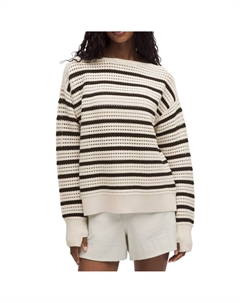 Хлопковый вязаный пуловер женский, светлая слоновая кость/черный Lululemon