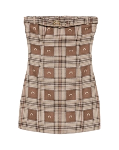 Мини-платье Moon Check жаккард, светло-коричневый Marine serre