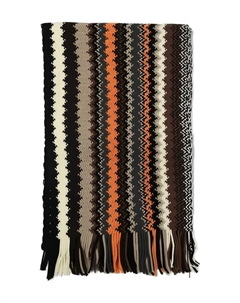 Шарф с бахромой и узором зигзаг, коричневый Missoni