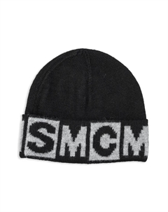 Шапка бини вязки интарсия с логотипом, черный Stella mccartney kids