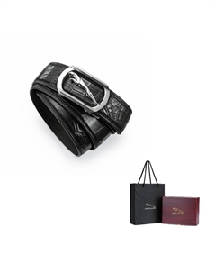 Кожаный ремень из крокодиловой кожи мужской black 3,4 см Jaguar