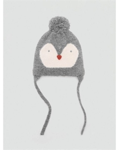 Детская шапка-ушанка с помпоном в виде пингвиненка, Grey Mango