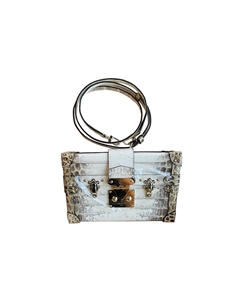 Petite Malle сумка-коробка из кожи крокодила, женская наплечная сумка white Louis vuitton