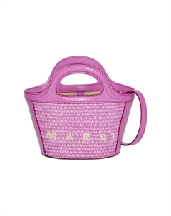 Кожаная сумка через плечо с рафией, кроссбоди, женская сумка extra small kids' violet Marni