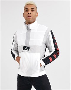 Белая куртка с короткой молнией и принтом на рукаве Nike Jordan