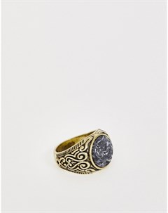 Массивное кольцо печатка с черным камнем Classics 77