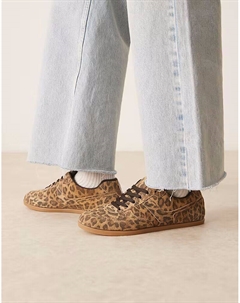 Тонкие кроссовки Diligent на шнуровке из замши с леопардовым принтом, леопардовый Asos design