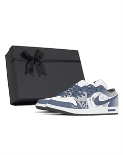 Air 1 устойчивые к истиранию низкие баскетбольные кроссовки мужские white blue Jordan