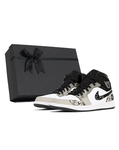 Air 1 устойчивые к истиранию кроссовки Mid Top Vintage для мужчин серый белый черный Jordan