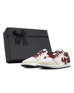 Скользоустойчивые мужские баскетбольные кроссовки Air 1 низкие винтажные красно-белые Jordan