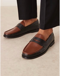 Пенни-лоферы из черной и коричневой кожи Asos design