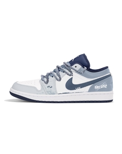 Износостойкие низкие винтажные баскетбольные кроссовки мужские дымчато-голубые Air 1 Jordan