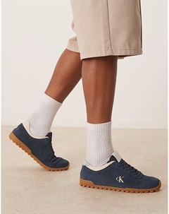 Замшевые кроссовки Calvin Klein Jean с резиновой подошвой темно-синего цвета Calvin klein jeans