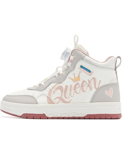 Износостойкие высокие детские скейтбординг кроссовки white pink для подростков Qiaodan