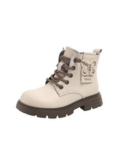 Непромокаемые термо детские ботинки Leather, бежевый Kinddog