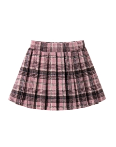 Детская юбка, [Thickened Thermal]Solid Color Pink Plaid Disney