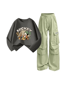 Повседневный спортивный комплект из 2 предметов для детей 3-7 лет, серый/зеленый Disney