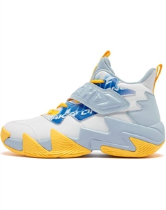 Антискользящие износостойкие баскетбольные кроссовки мид-топ для детей бело-синие Qiaodan