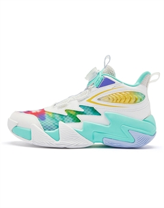 Амортизирующие, износостойкие мид-топ детские баскетбольные кроссовки white green Qiaodan