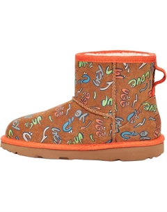 Классические мини противоскользящие термо сапоги kids brown/orange для детей 3-7 лет Ugg