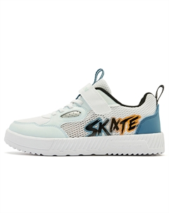Амортизирующие и дышащие низкие детские кроссовки для скейтбординга White Blue Qiaodan