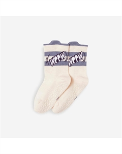 Детские нескользящие дышащие носки для занятий спортом - 600 бежевые с узорами Decathlon